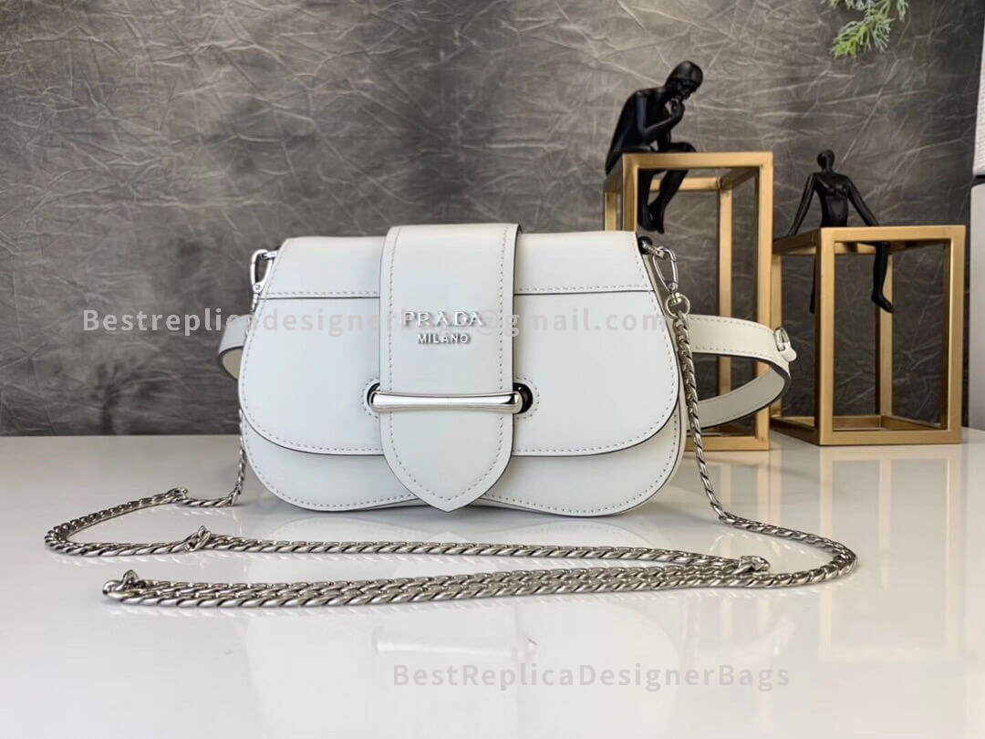 Prada Sidonie Mini White Leather Belt Bag SHW 021